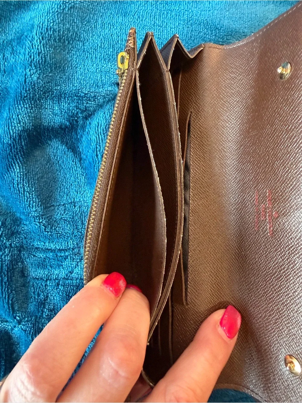 Louis Vuitton Brown Damier Ebene Wallet w/D-Ring & *Unbranded Chain Wristlet